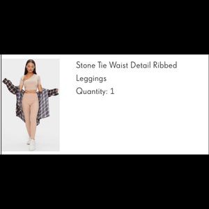 Stone Tie Waist Detail Ribbed Leggings